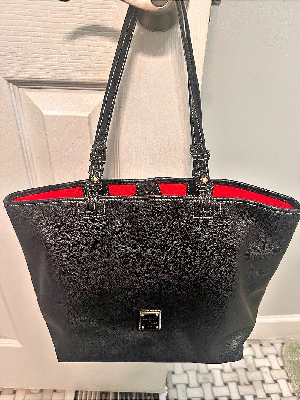 Dooney & Bourke Pebble Grain Tote Black & Red